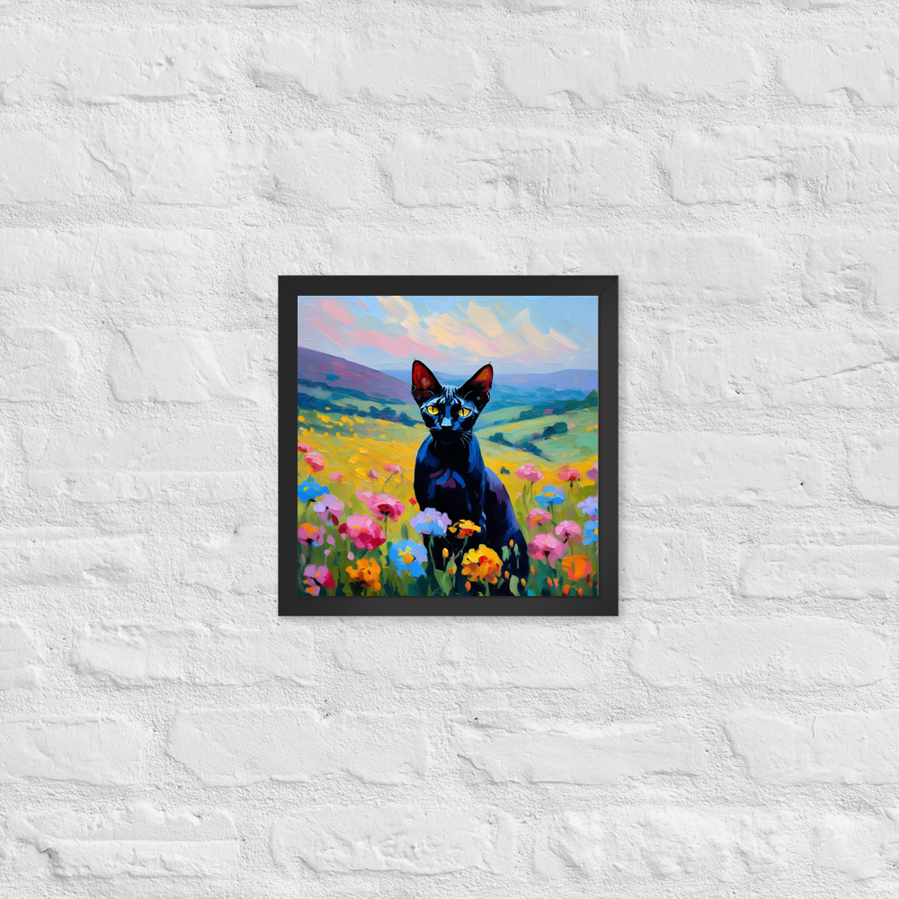 PugMug Custom Black Sphynx Cat Framed Print
