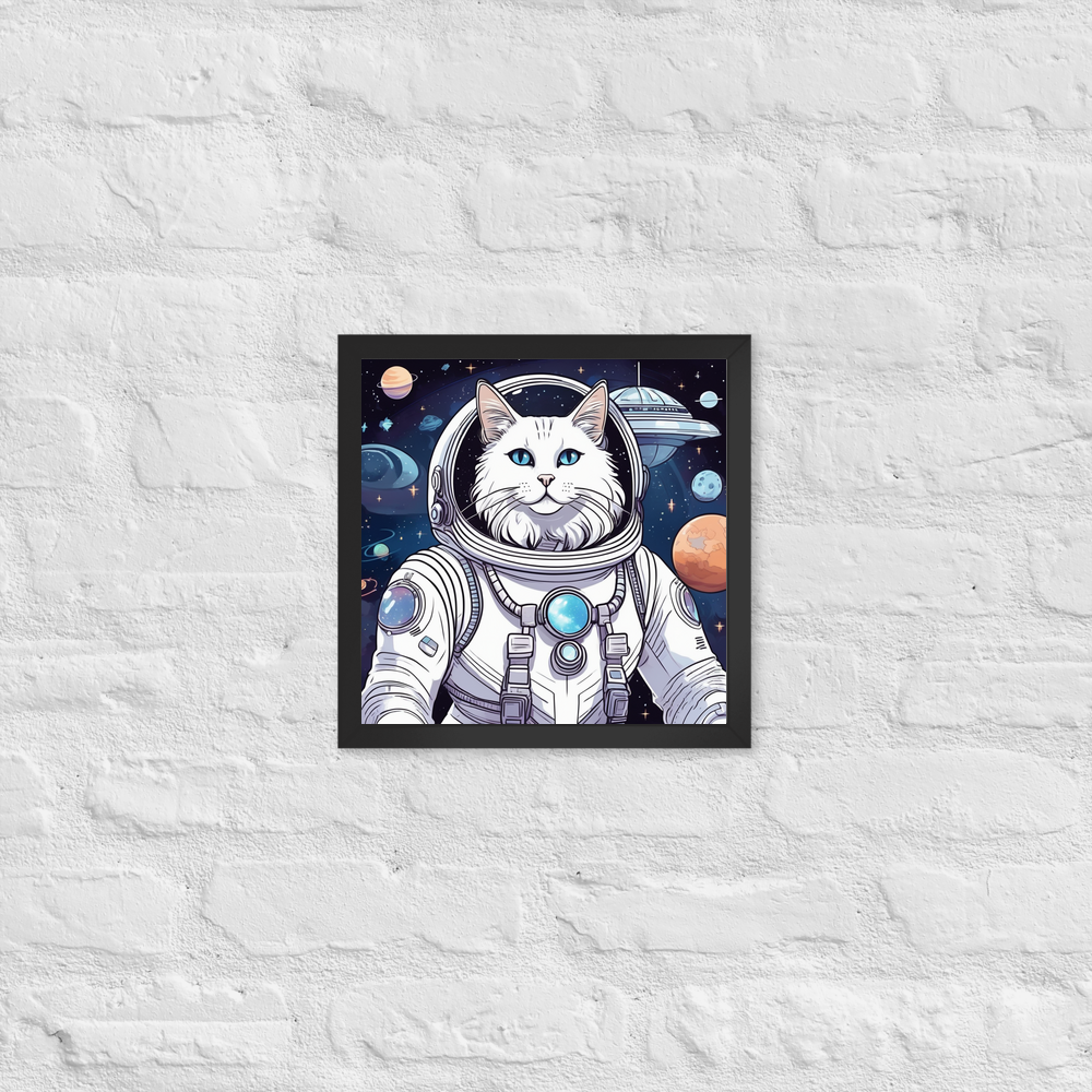 PugMug Custom White Companion Cat Framed Print