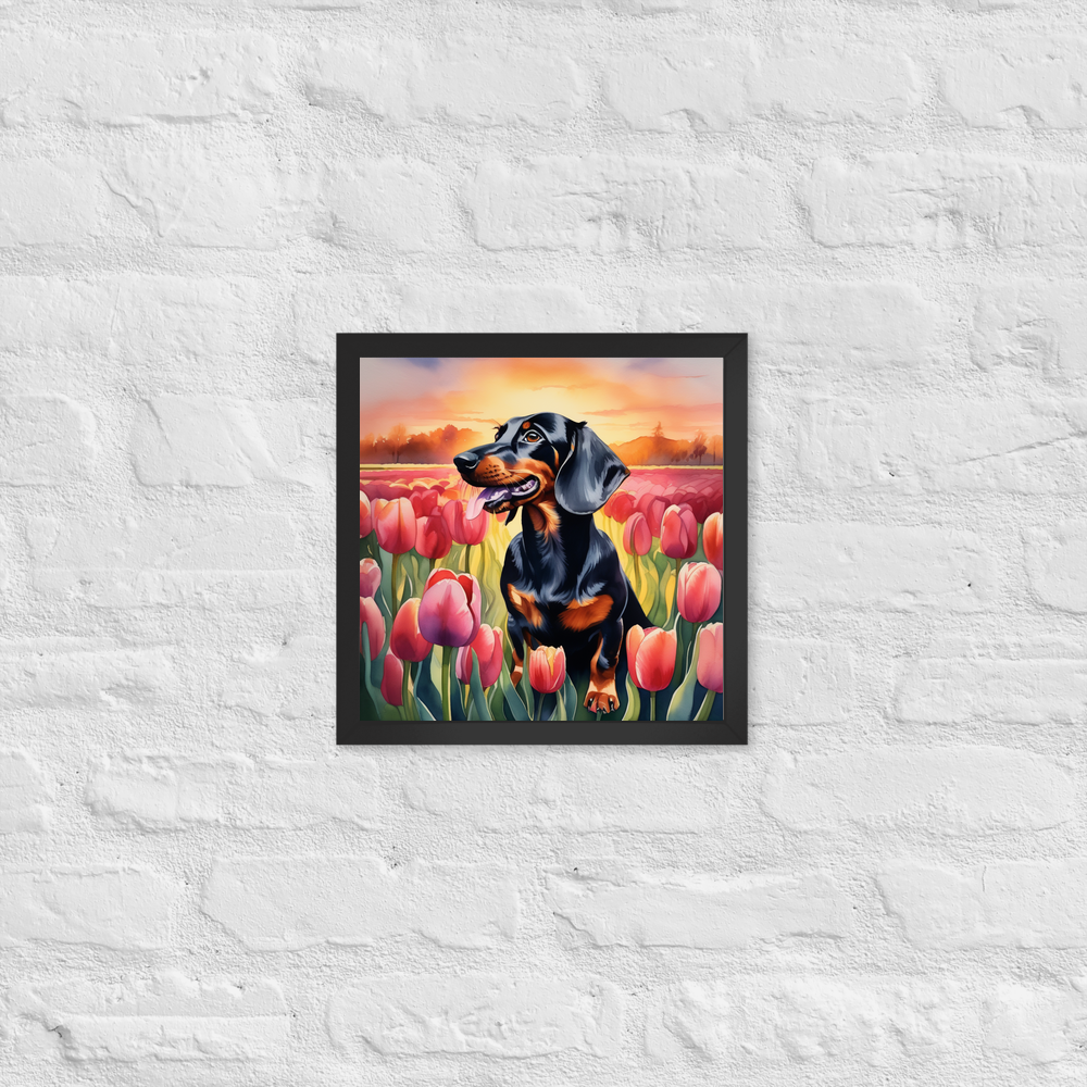 PugMug Custom Black Dachshund Framed Print