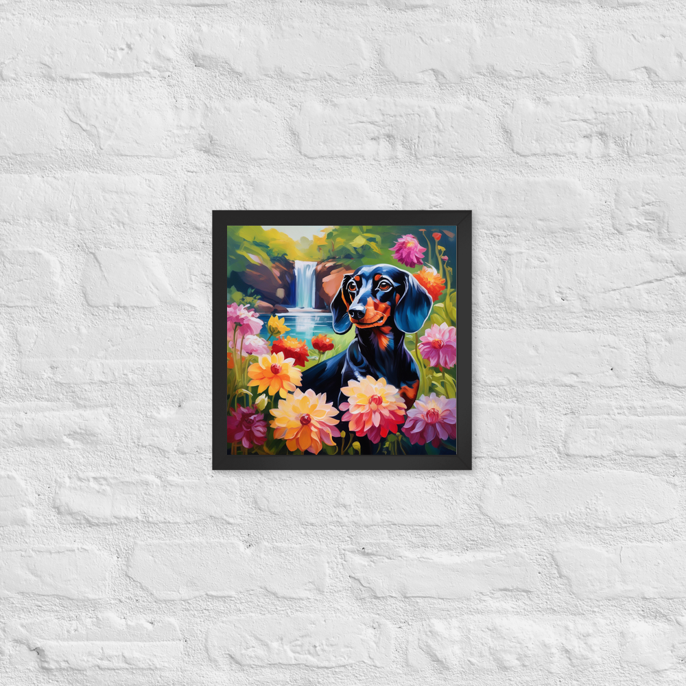 PugMug Custom Black Dachshund Framed Print