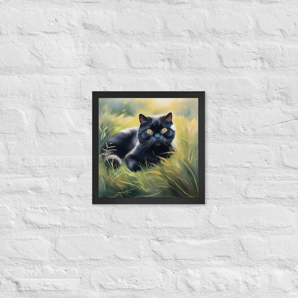 PugMug Custom Black Scottish Fold Cat Framed Print
