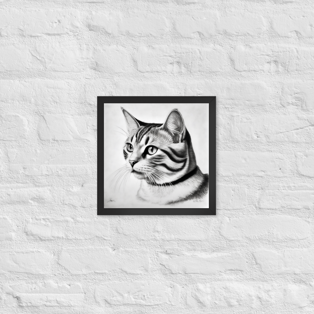 PugMug Custom White American Shorthair Cat Framed Print