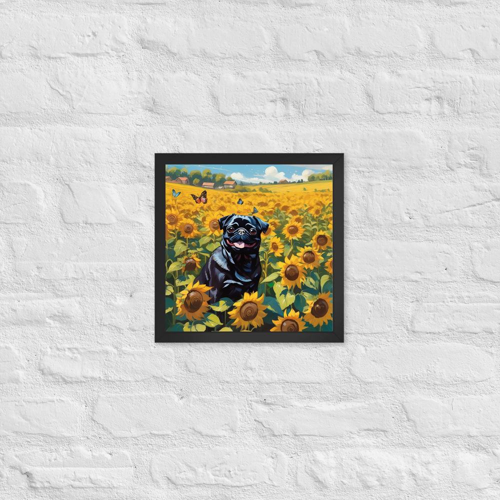 PugMug Custom Black Pug Framed Print