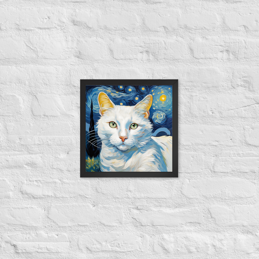 PugMug Custom White Companion Cat Framed Print