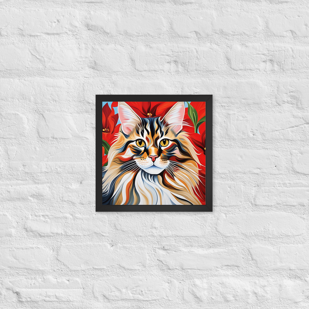 PugMug Custom Tabby Maine Coon Cat Framed Print
