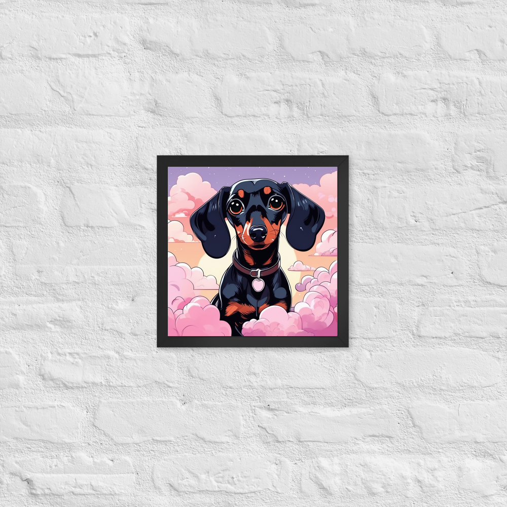 PugMug Custom Black Dachshund Framed Print
