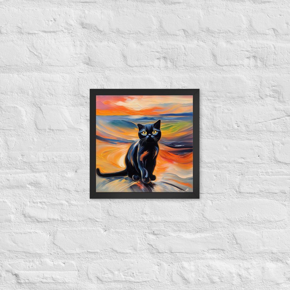 PugMug Custom Black Scottish Fold Cat Framed Print