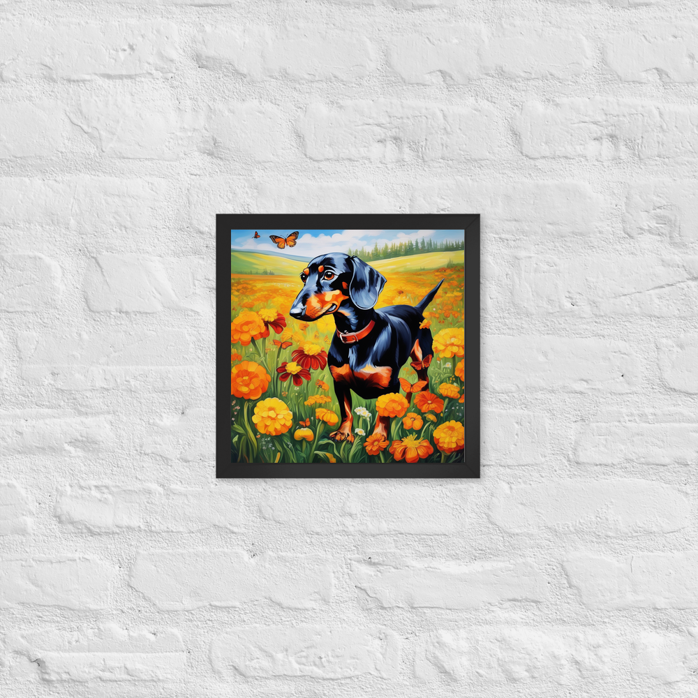 PugMug Custom Black Dachshund Framed Print
