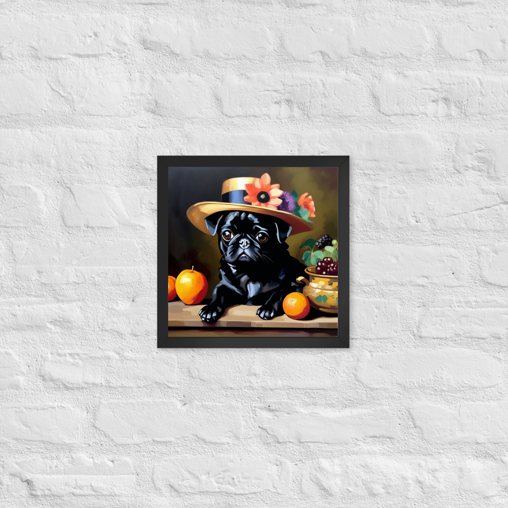 PugMug Custom Black Pug Framed Print