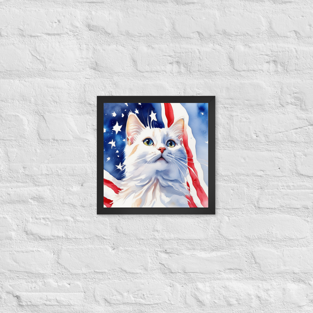PugMug Custom White Companion Cat Framed Print