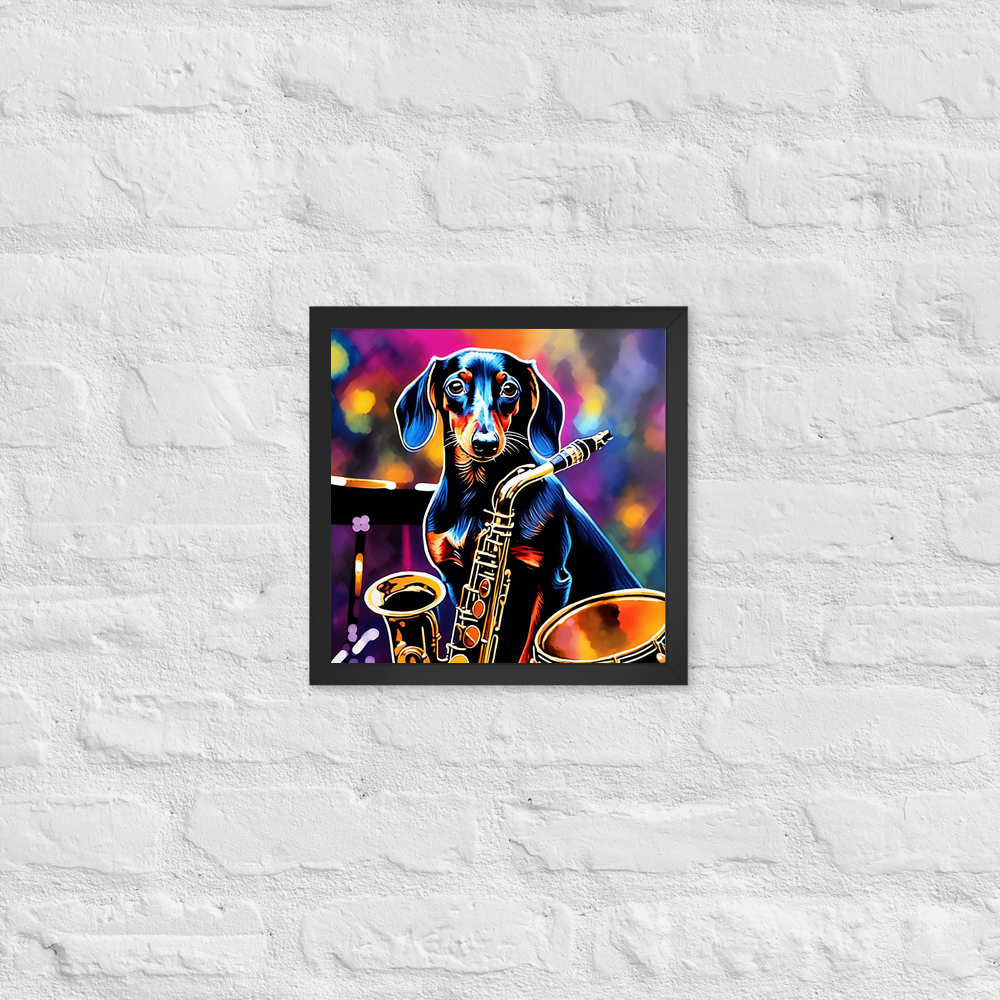 PugMug Custom Black Dachshund Framed Print
