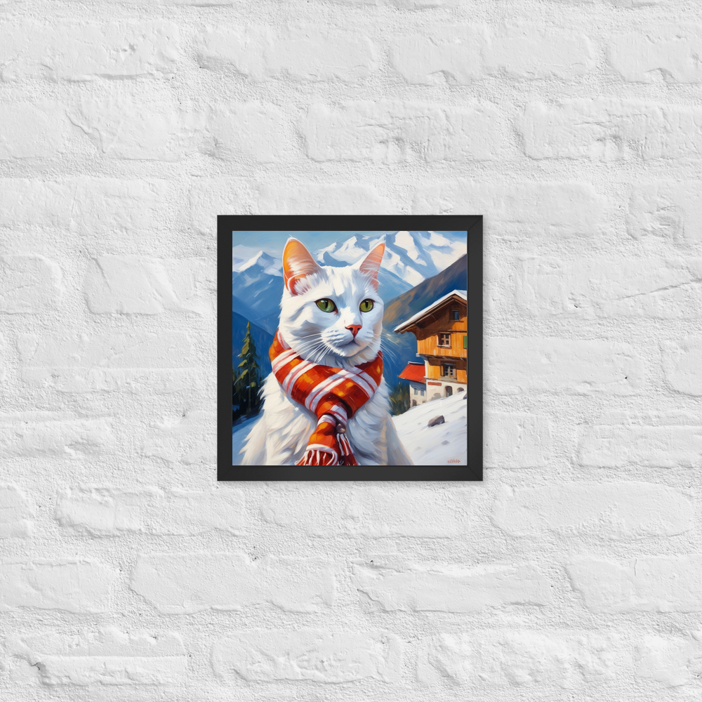 PugMug Custom White Companion Cat Framed Print