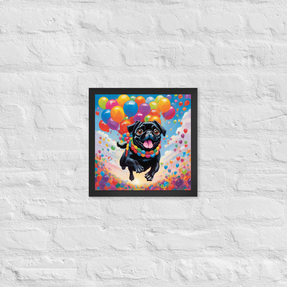 PugMug Custom Black Pug Framed Print