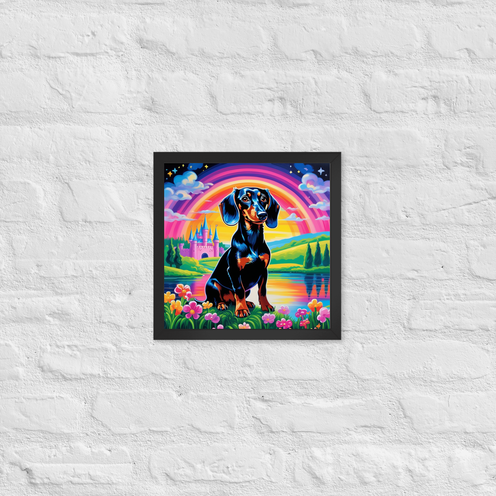 PugMug Custom Black Dachshund Framed Print