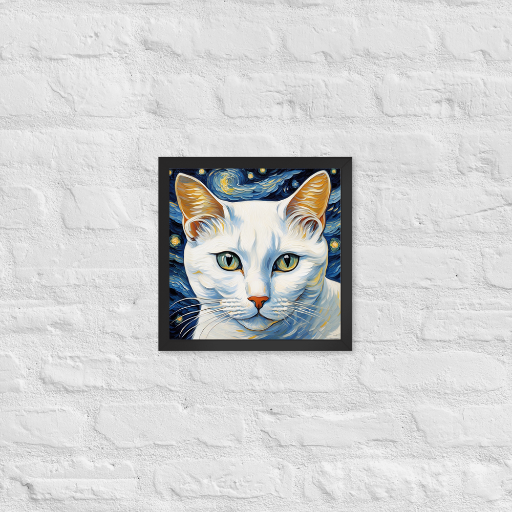 PugMug Custom White American Shorthair Cat Framed Print