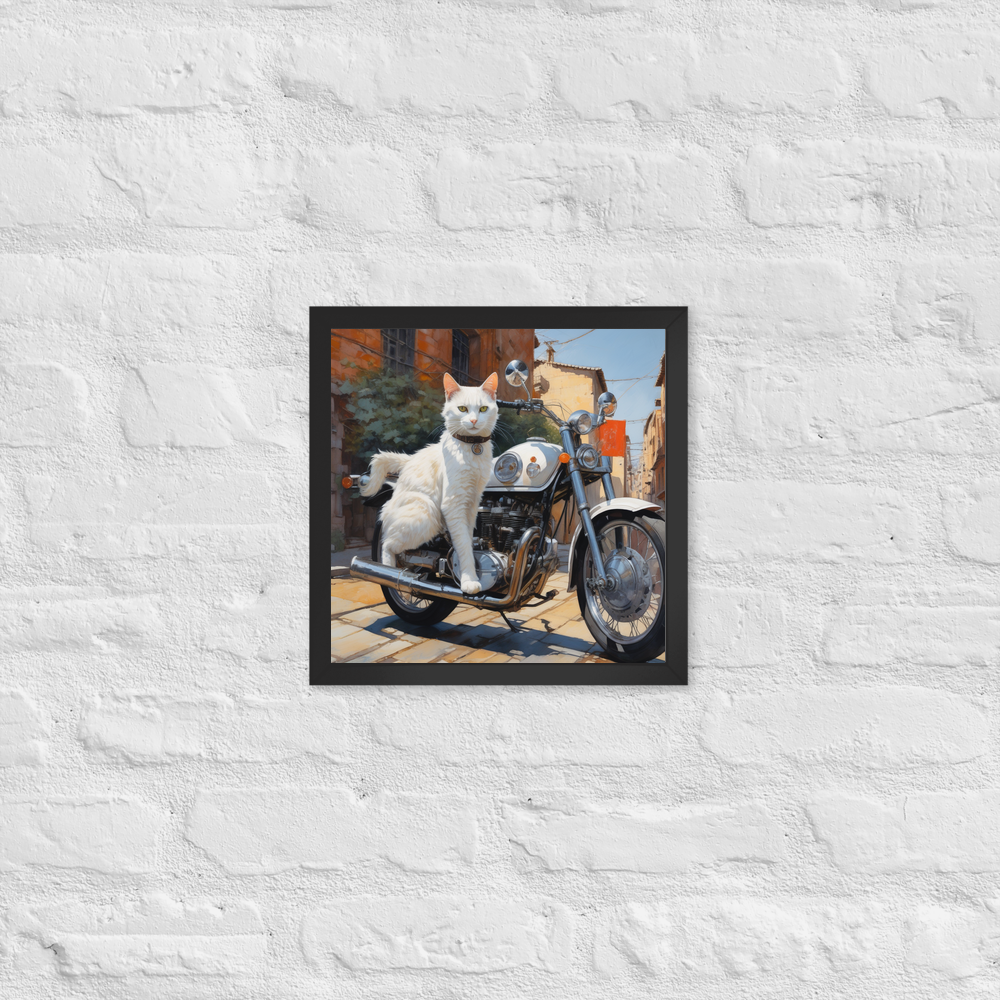 PugMug Custom White Companion Cat Framed Print