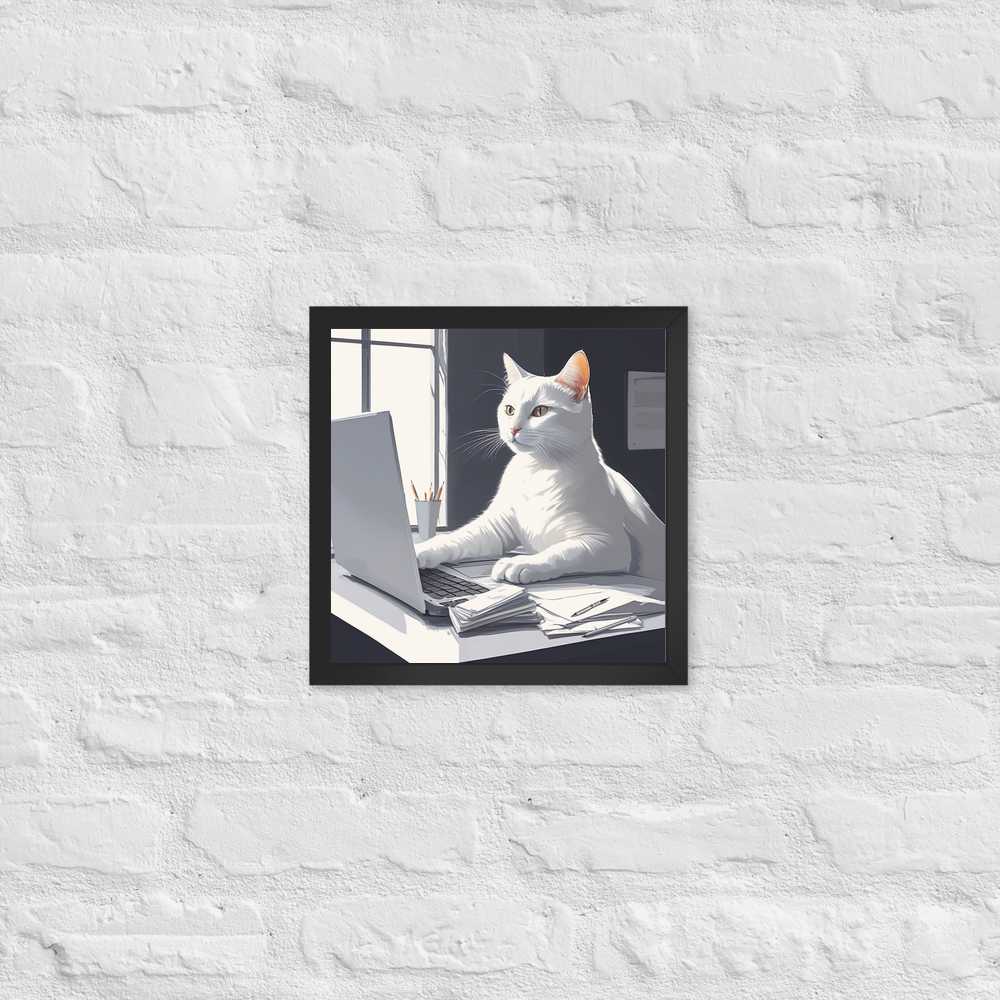 PugMug Custom White Companion Cat Framed Print