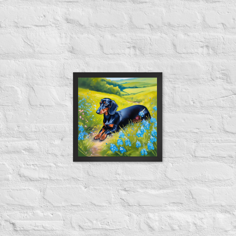 PugMug Custom Black Dachshund Framed Print