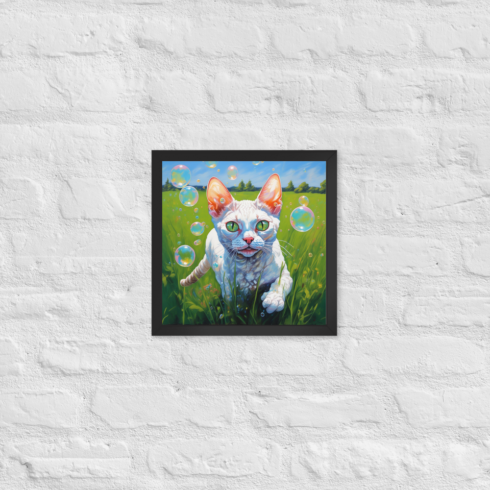 PugMug Custom White Devon Rex Cat Framed Print
