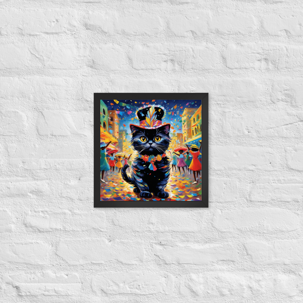 PugMug Custom Black Scottish Fold Cat Framed Print