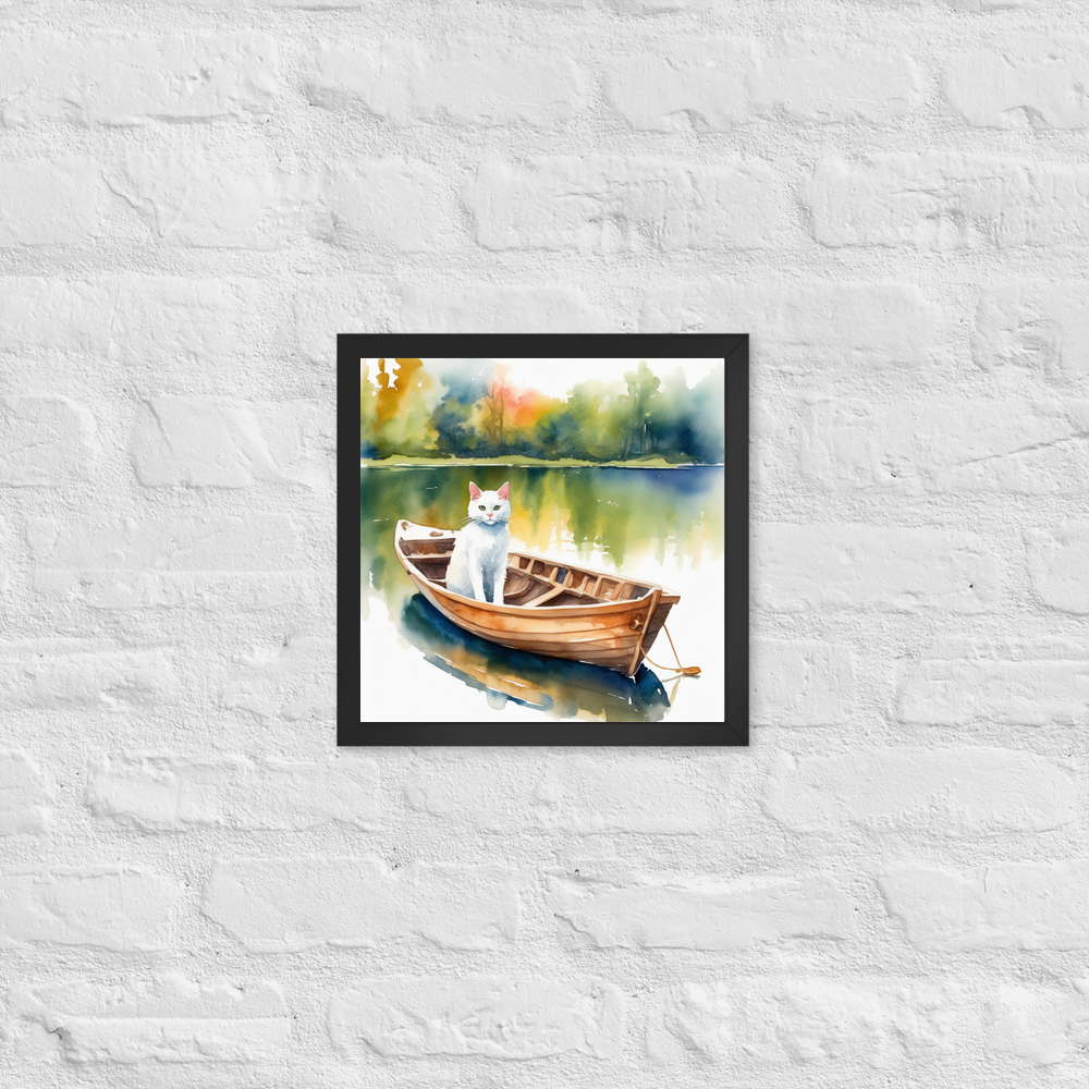 PugMug Custom White Companion Cat Framed Print