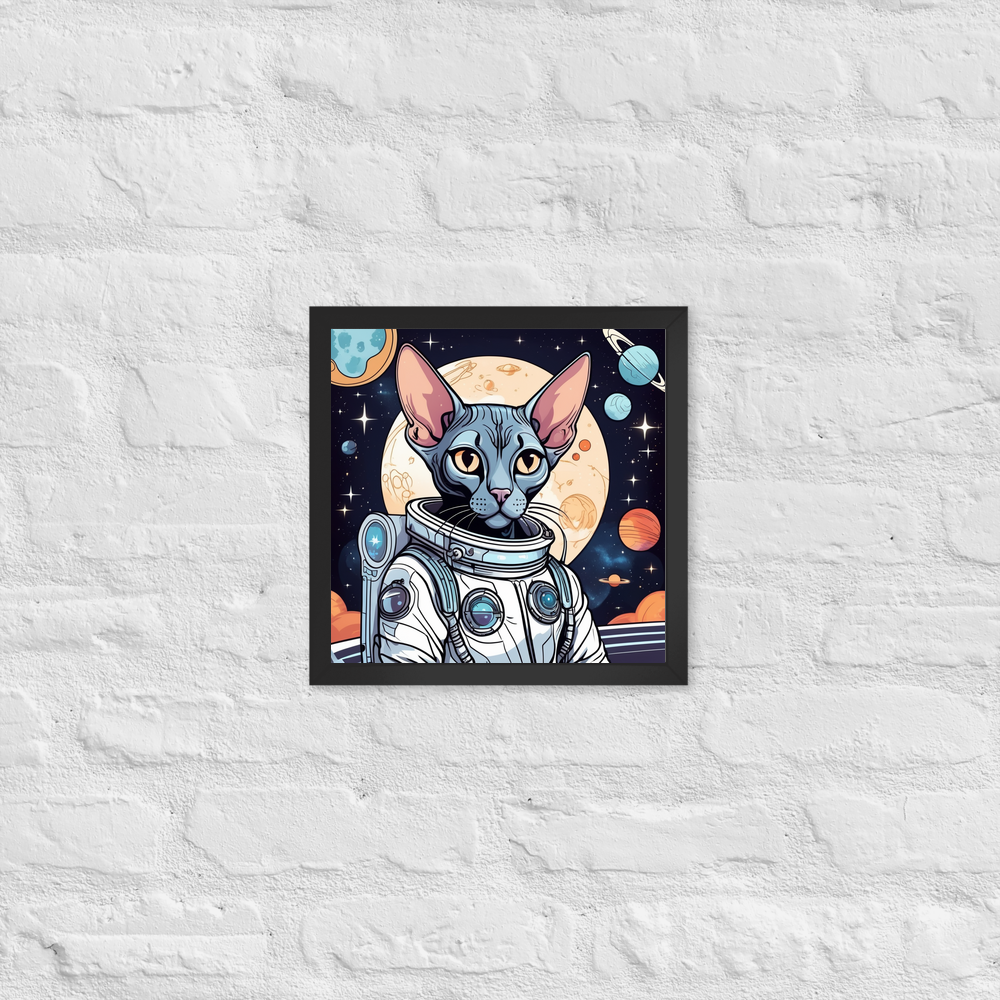 PugMug Custom Black Sphynx Cat Framed Print