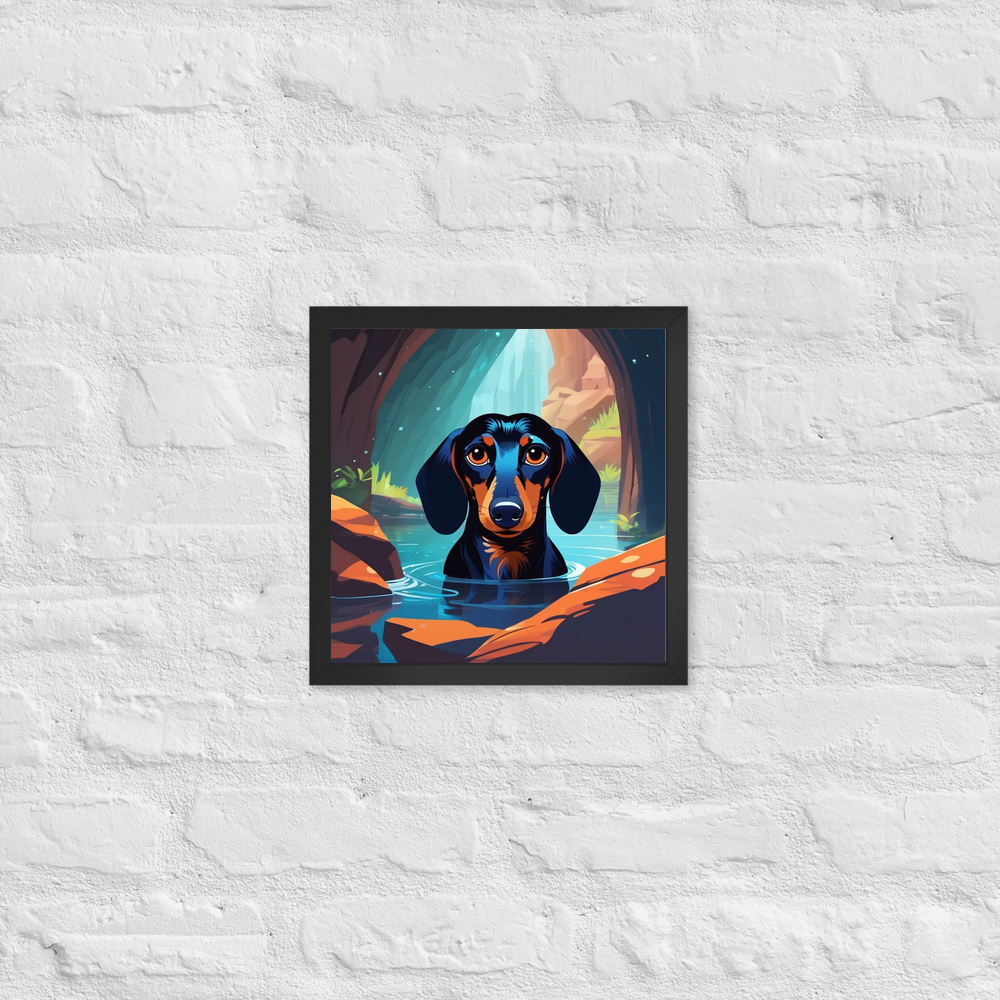 PugMug Custom Black Dachshund Framed Print