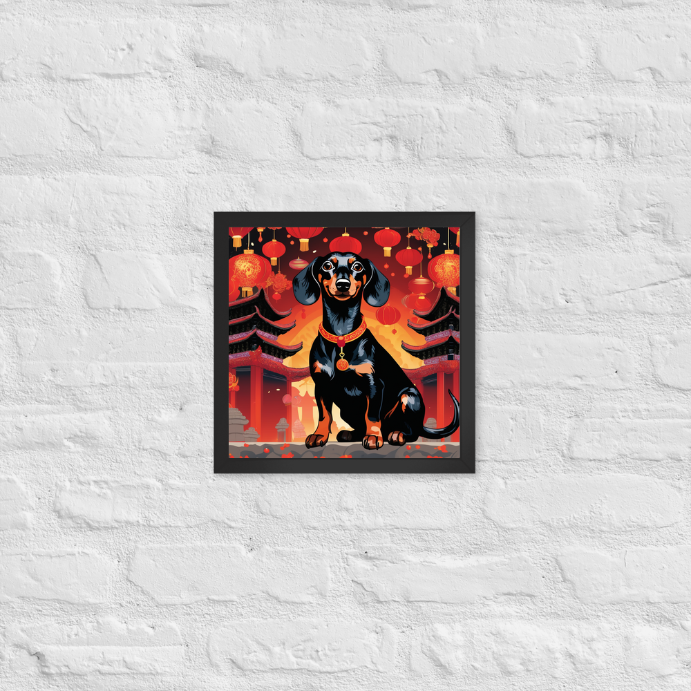 PugMug Custom Black Dachshund Framed Print