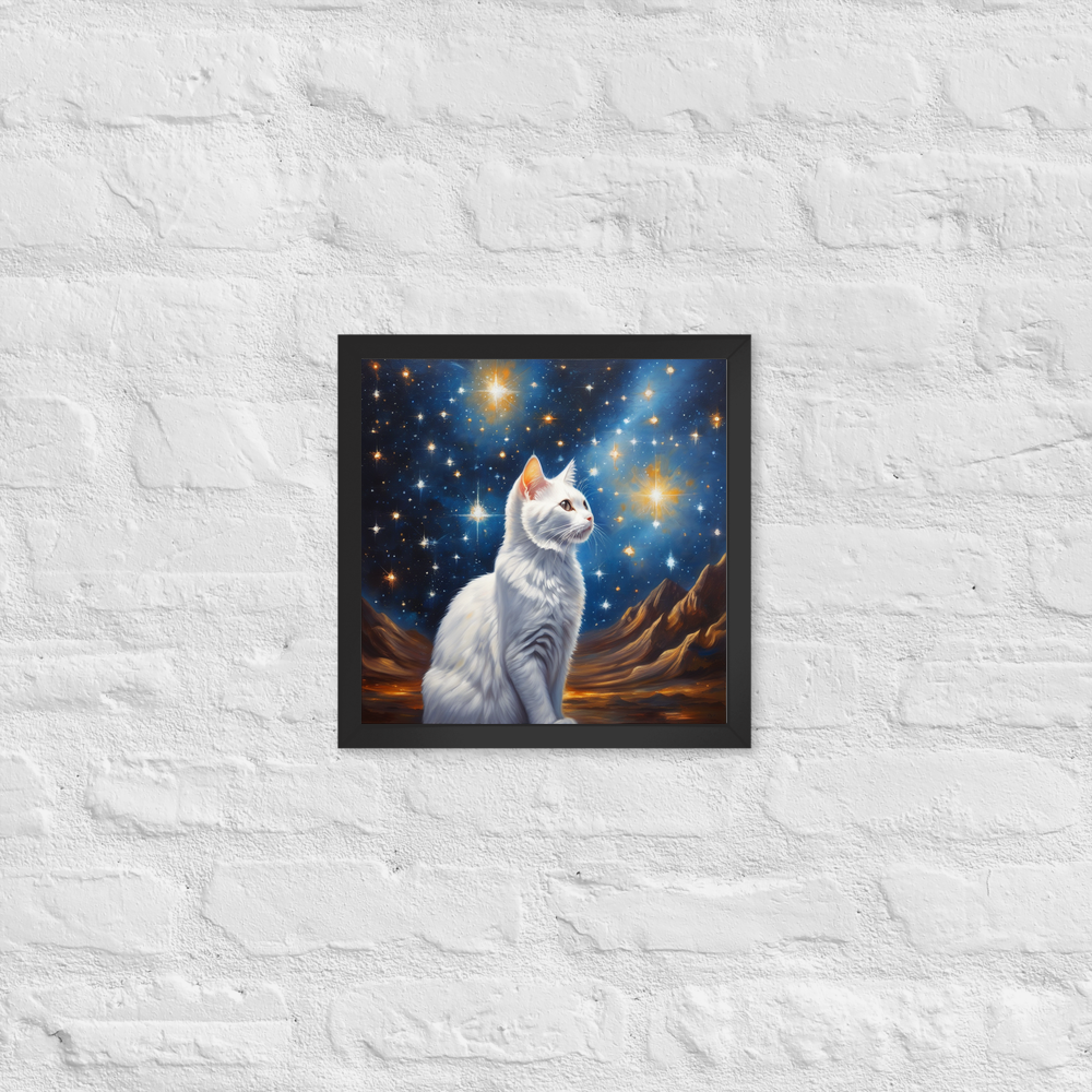 PugMug Custom White Companion Cat Framed Print
