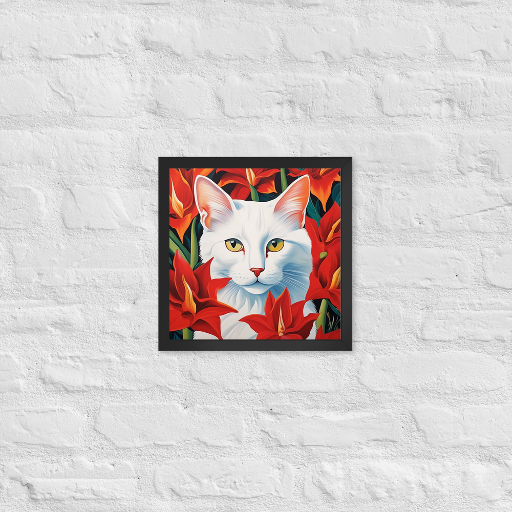 PugMug Custom White Companion Cat Framed Print