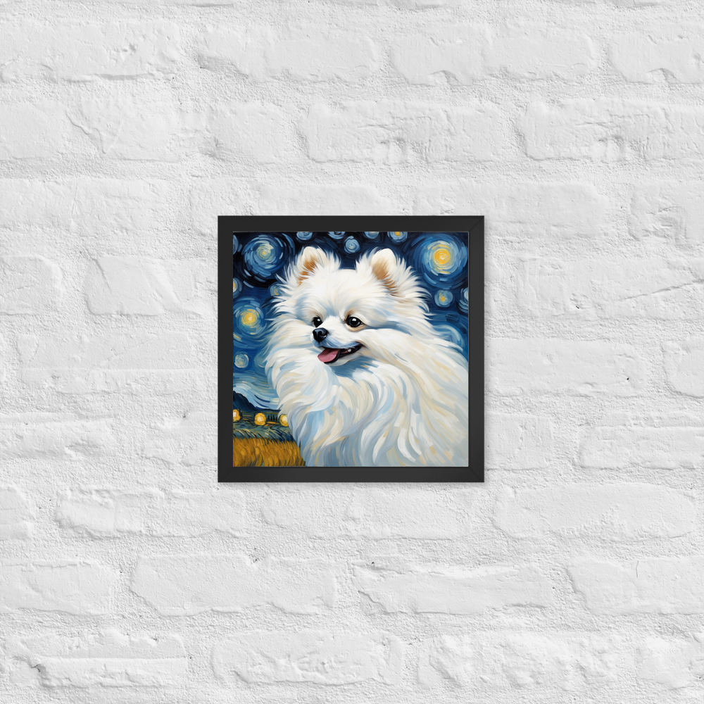 PugMug Custom White Pomeranian Framed Print