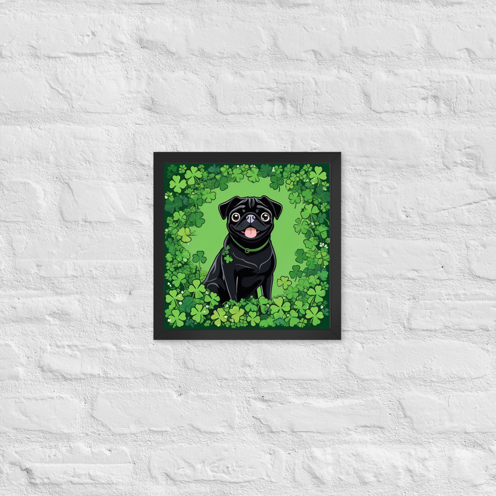 PugMug Custom Black Pug Framed Print