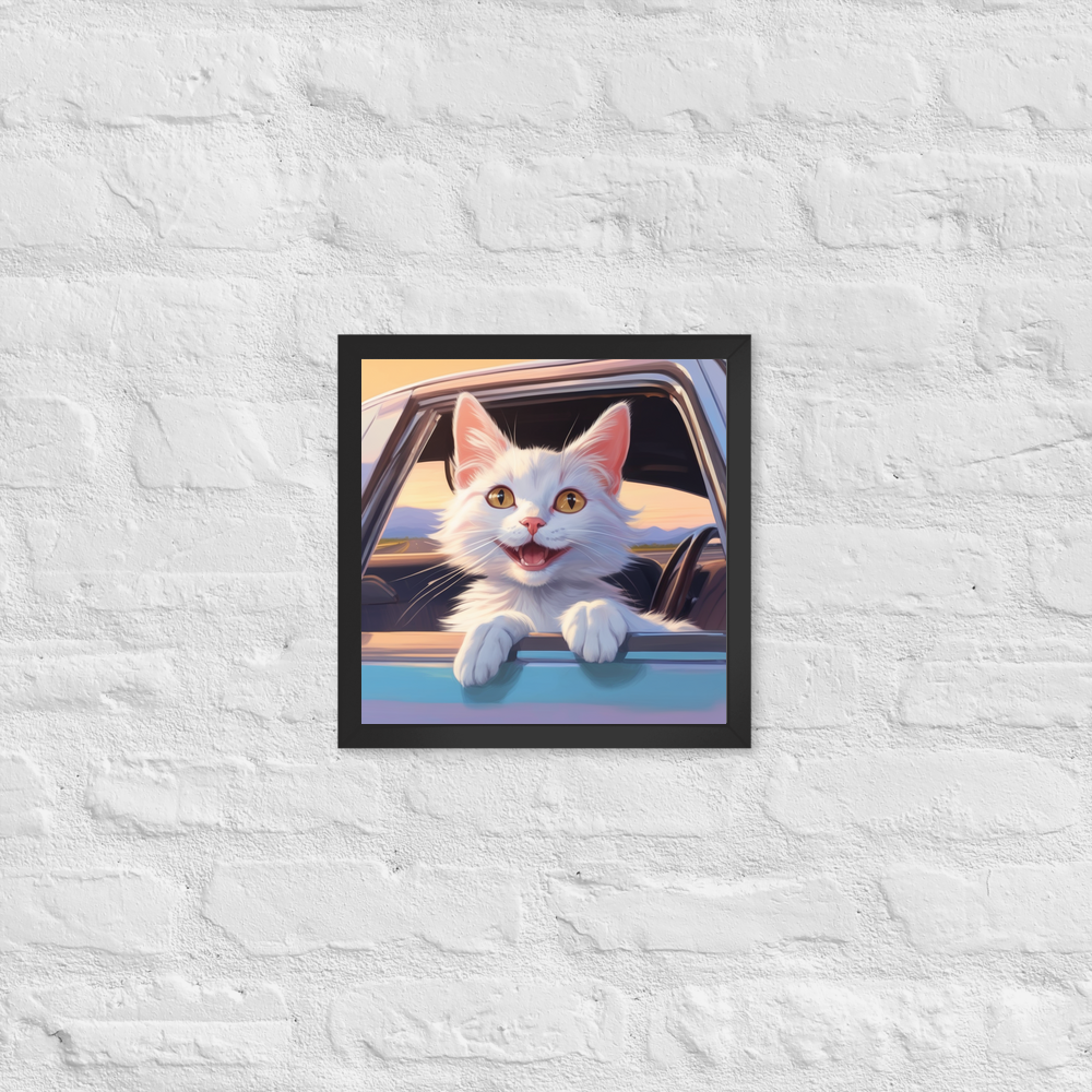 PugMug Custom White Companion Cat Framed Print