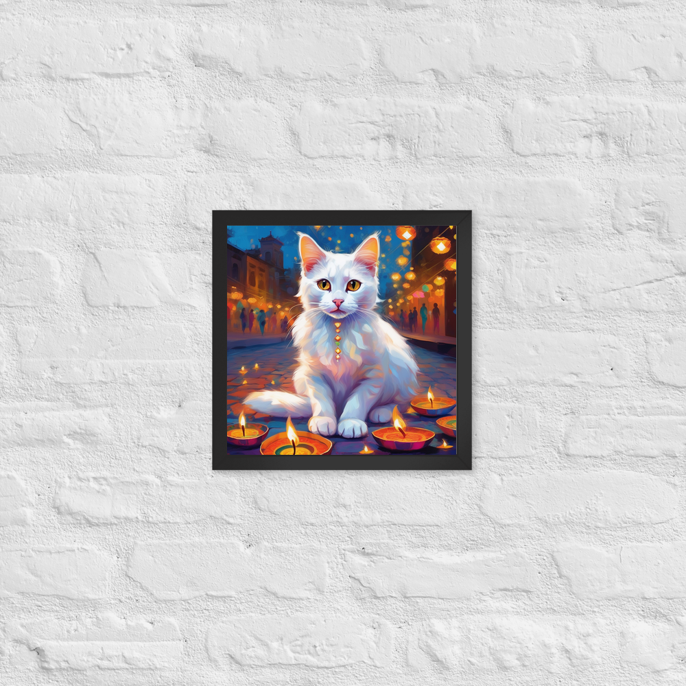 PugMug Custom White Companion Cat Framed Print