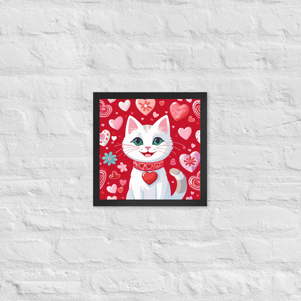 PugMug Custom White Companion Cat Framed Print