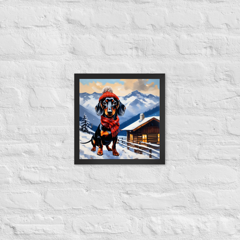 PugMug Custom Black Dachshund Framed Print