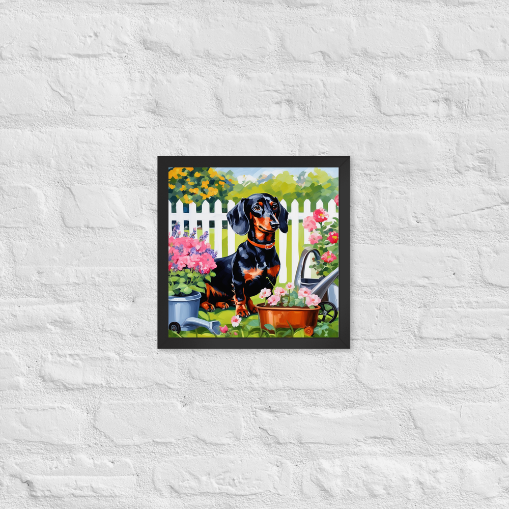 PugMug Custom Black Dachshund Framed Print
