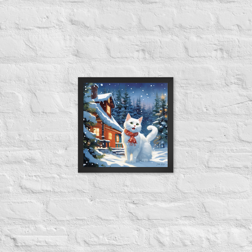 PugMug Custom White Companion Cat Framed Print