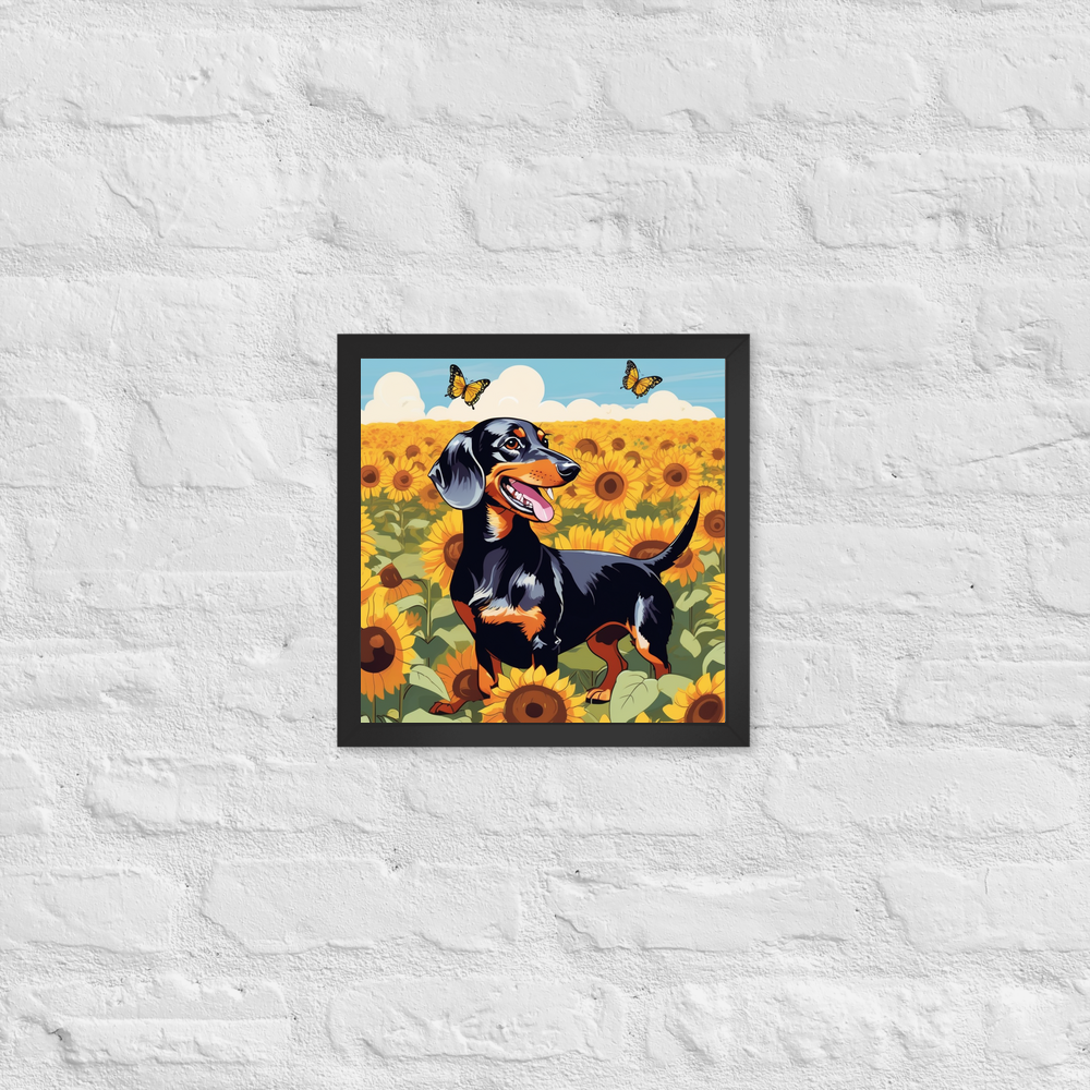 PugMug Custom Black Dachshund Framed Print