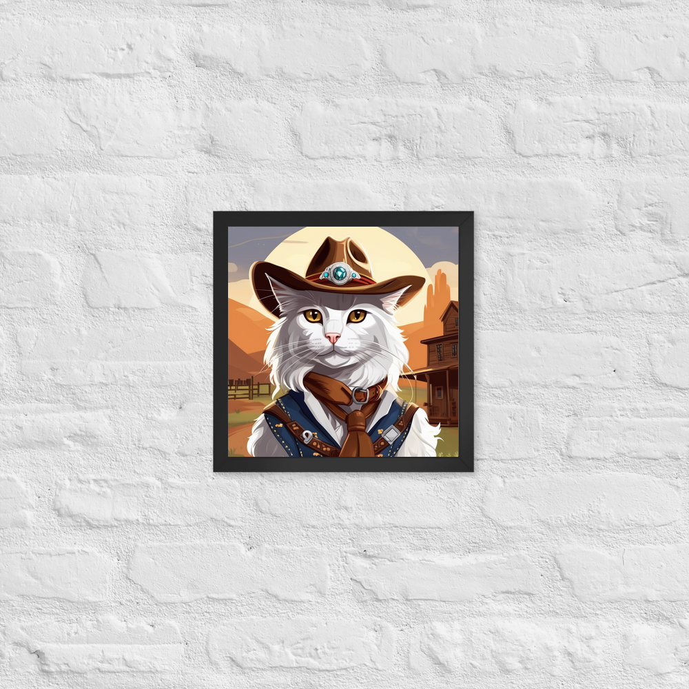 PugMug Custom White Maine Coon Cat Framed Print