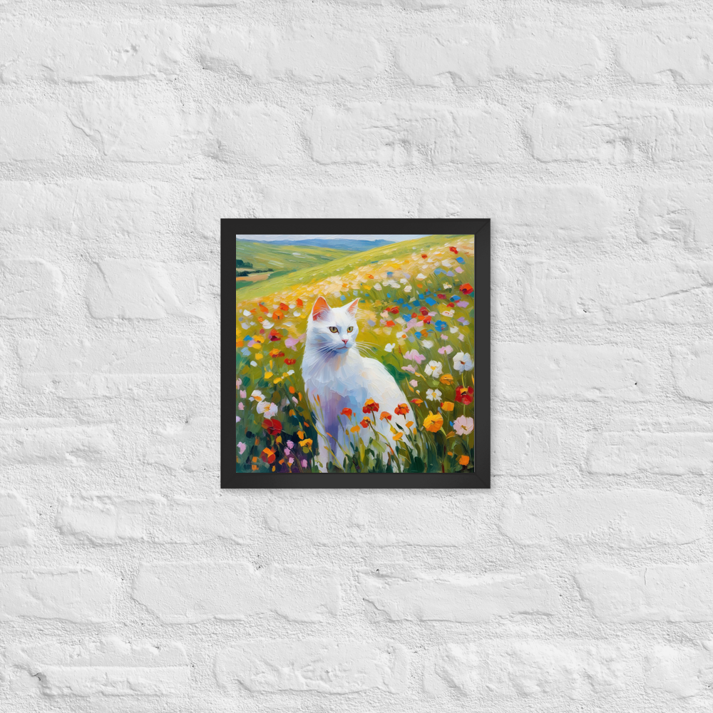 PugMug Custom White Companion Cat Framed Print