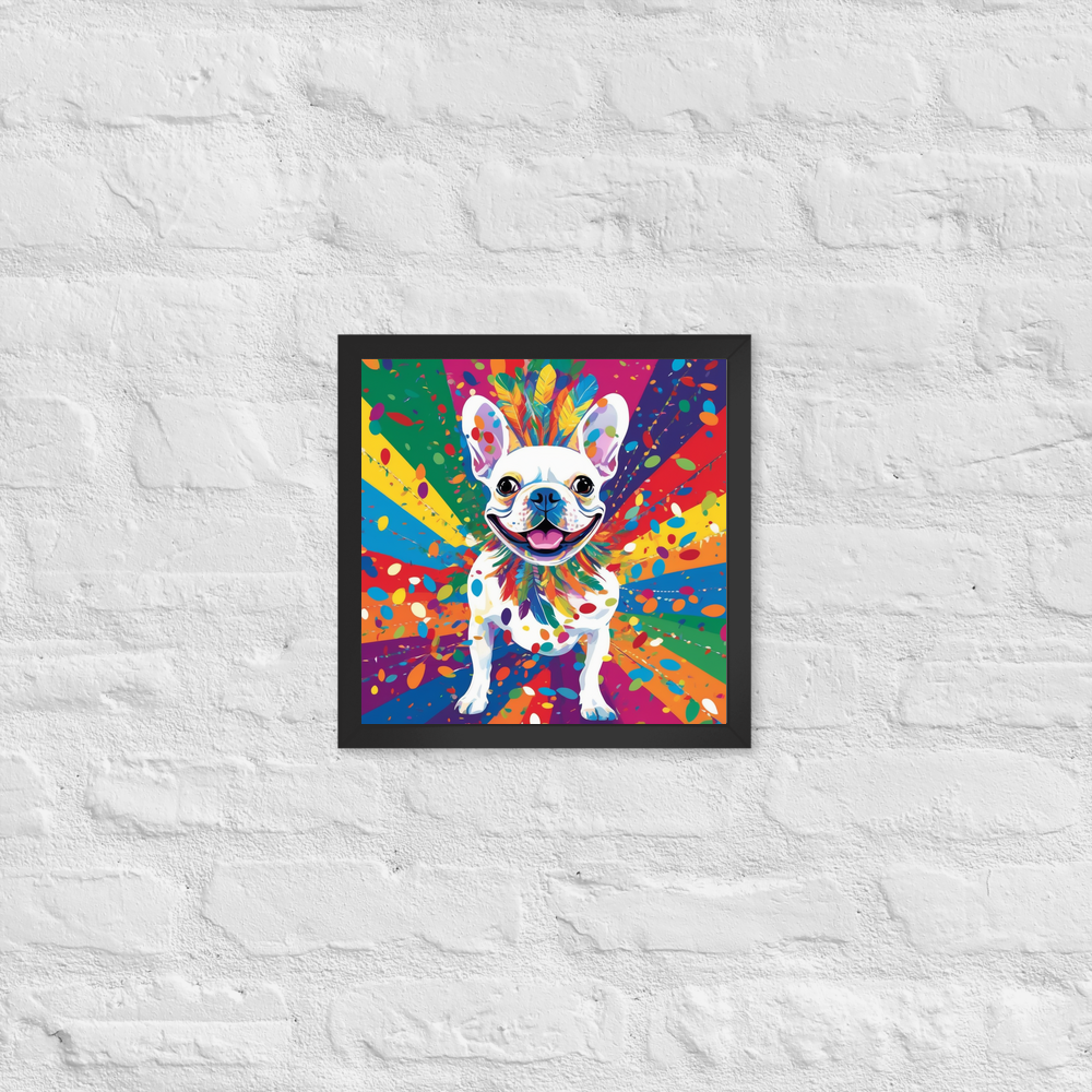 PugMug Custom White French Bulldog Framed Print