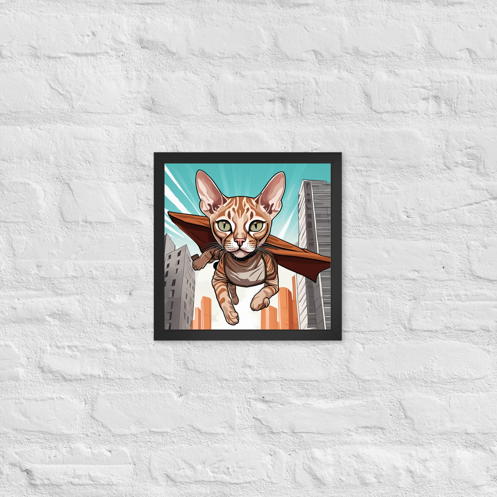 PugMug Custom Tabby Devon Rex Cat Framed Print