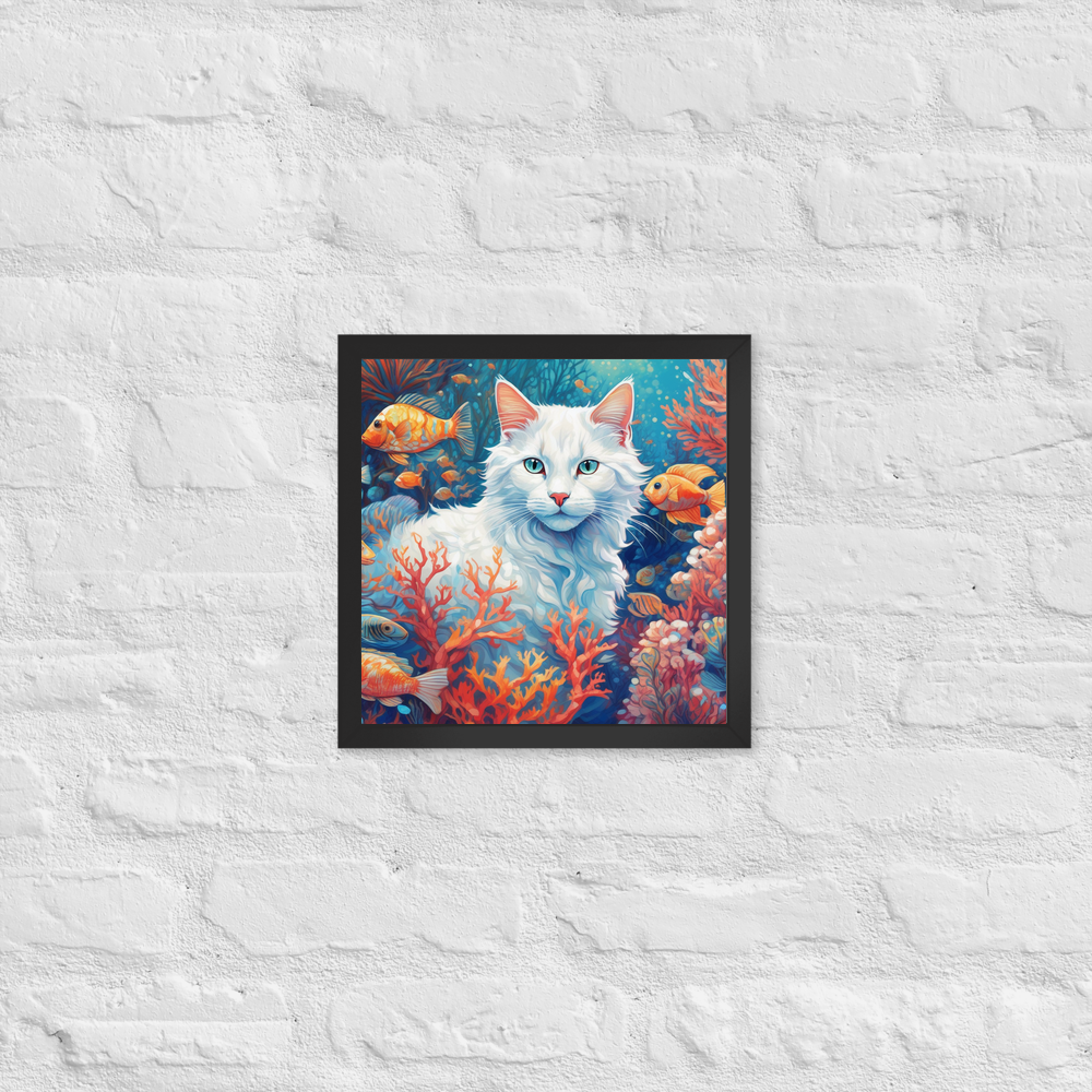 PugMug Custom White Companion Cat Framed Print