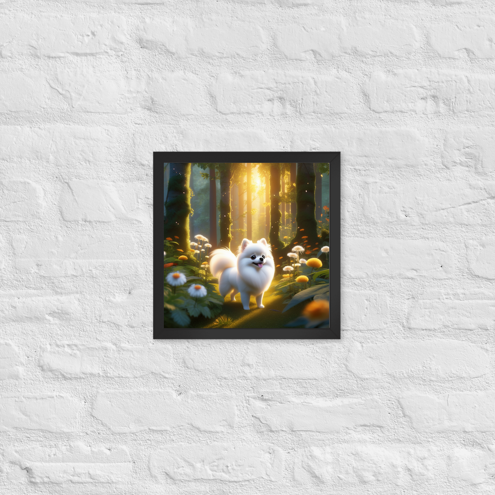PugMug Custom White Pomeranian Framed Print