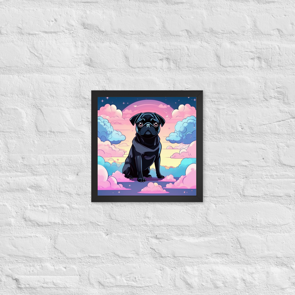 PugMug Custom Black Pug Framed Print