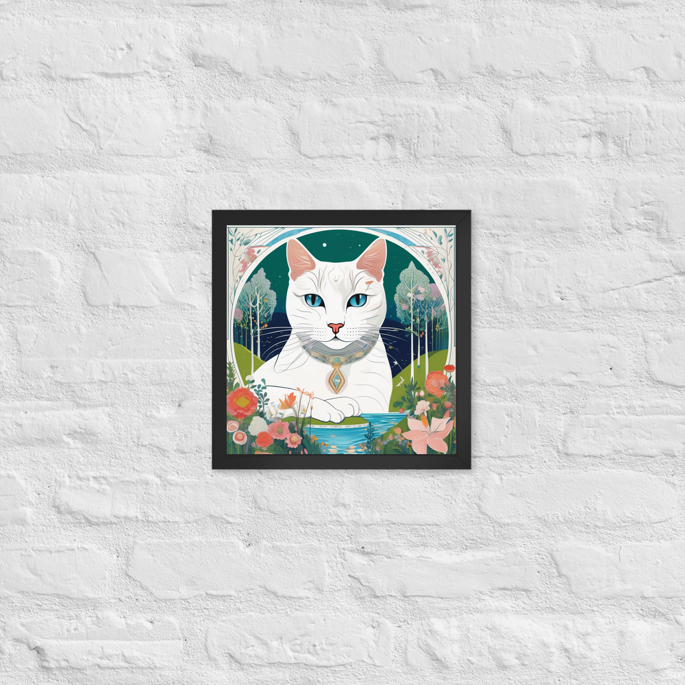 PugMug Custom White Companion Cat Framed Print