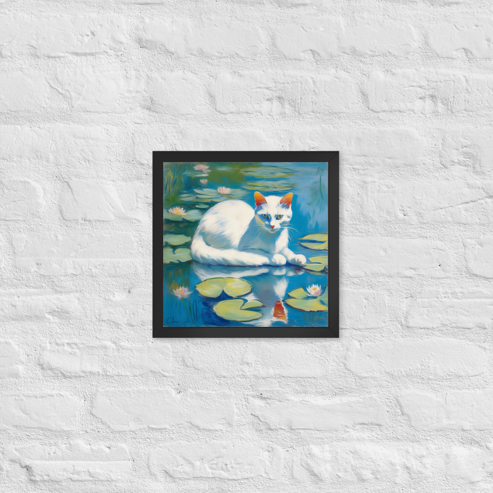 PugMug Custom White Companion Cat Framed Print