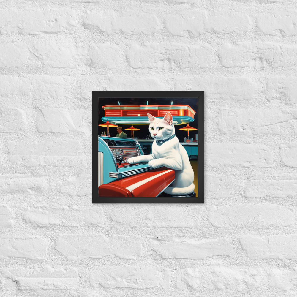 PugMug Custom White Companion Cat Framed Print