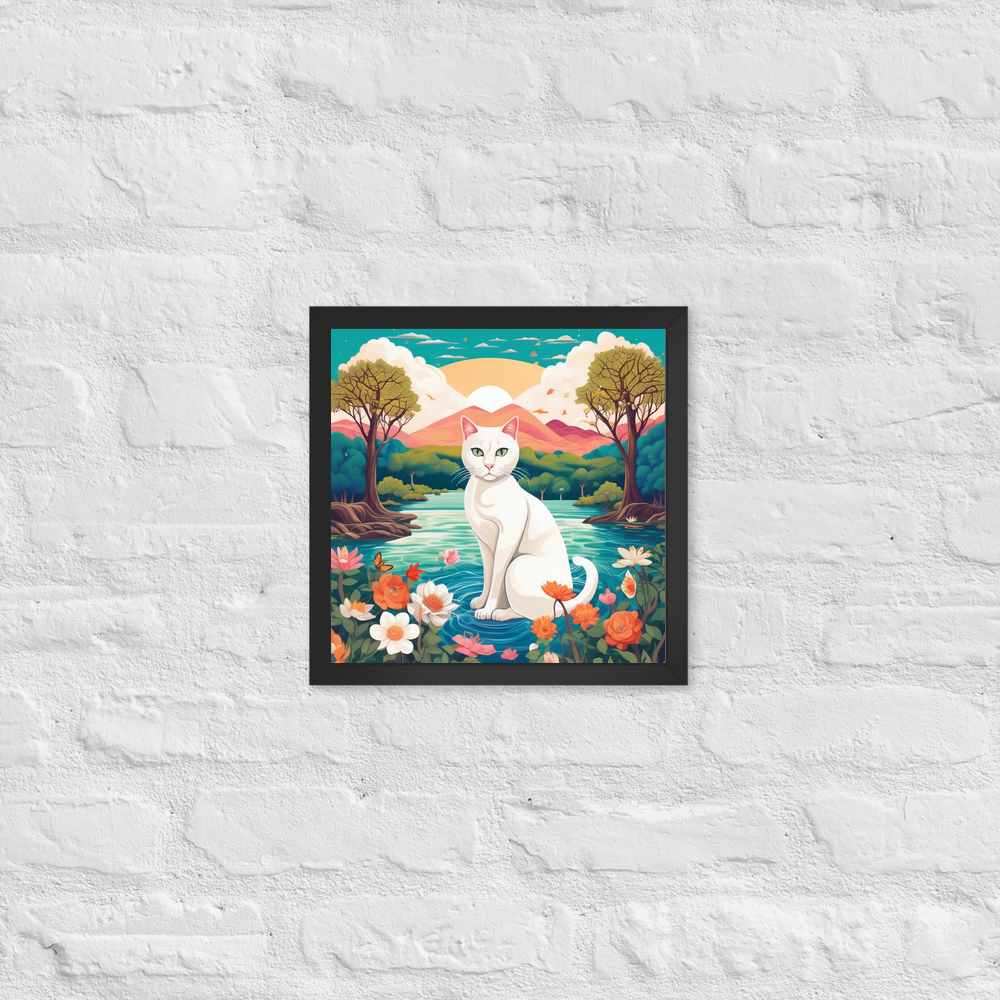 PugMug Custom White Companion Cat Framed Print